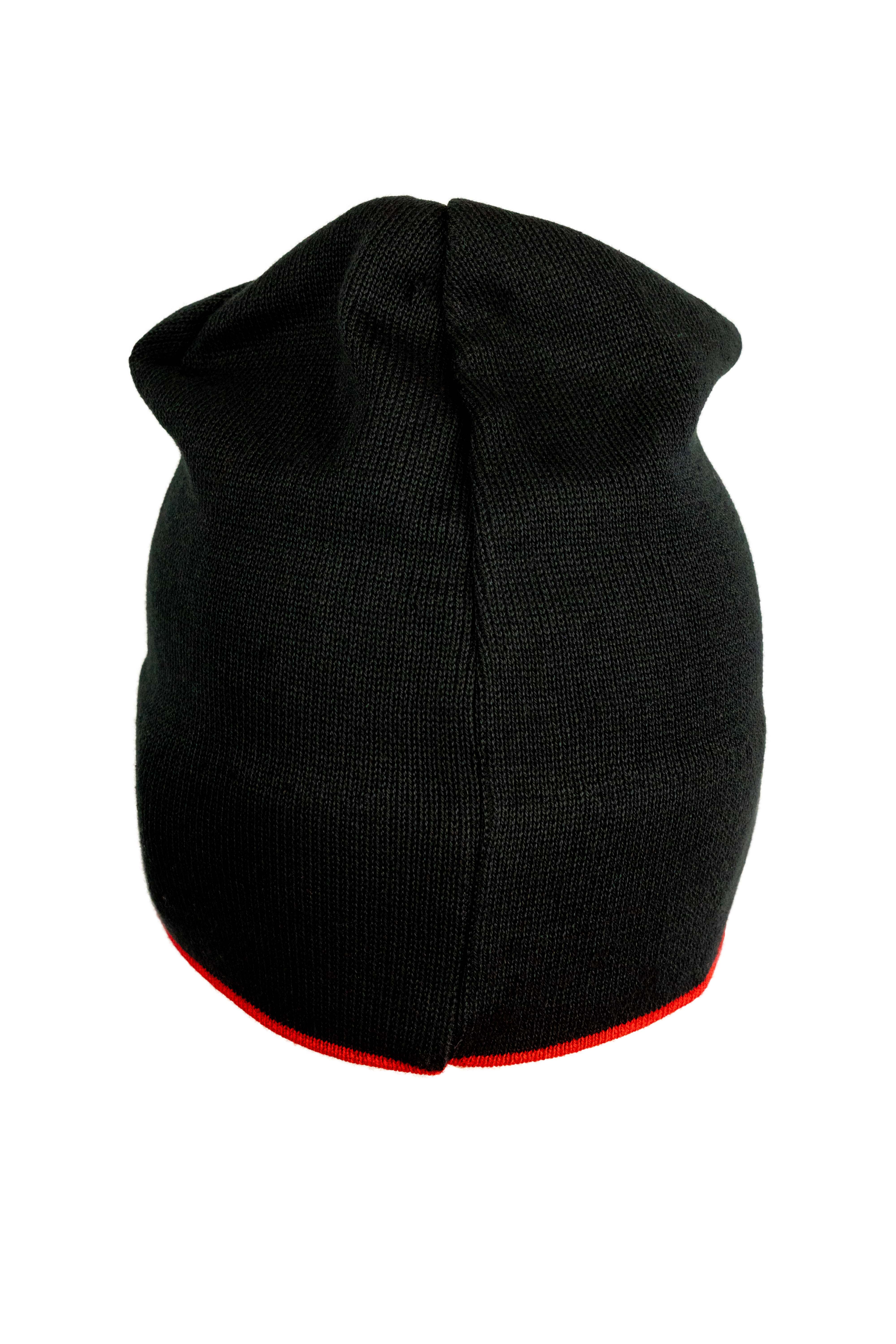 Strickbeanie - schwarz/rot