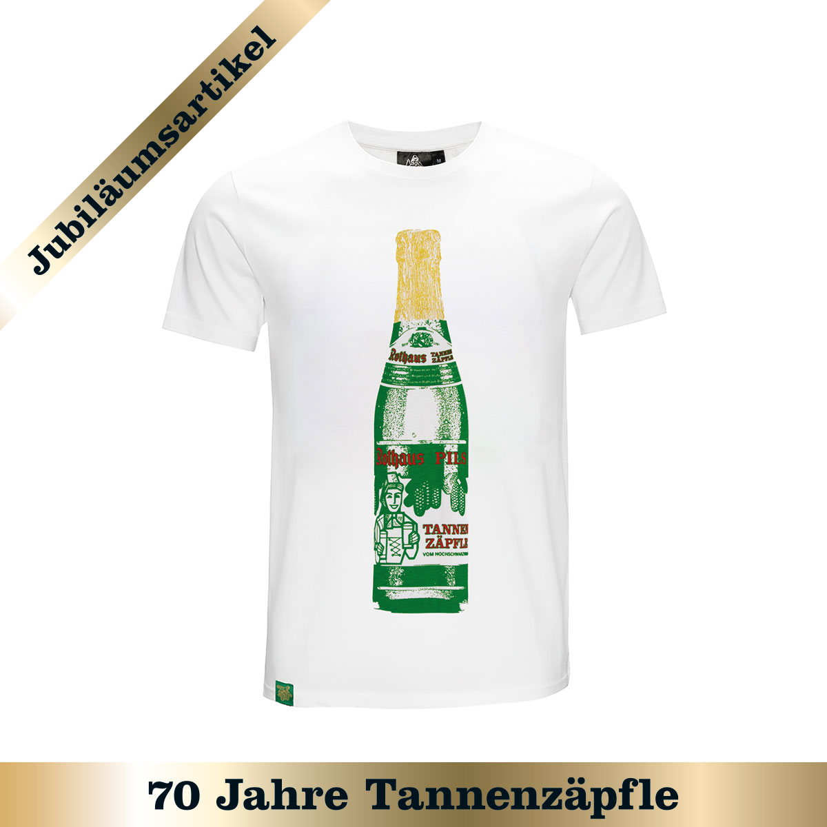 T-Shirt "Tannenzäpfle Flasche" - weiß
