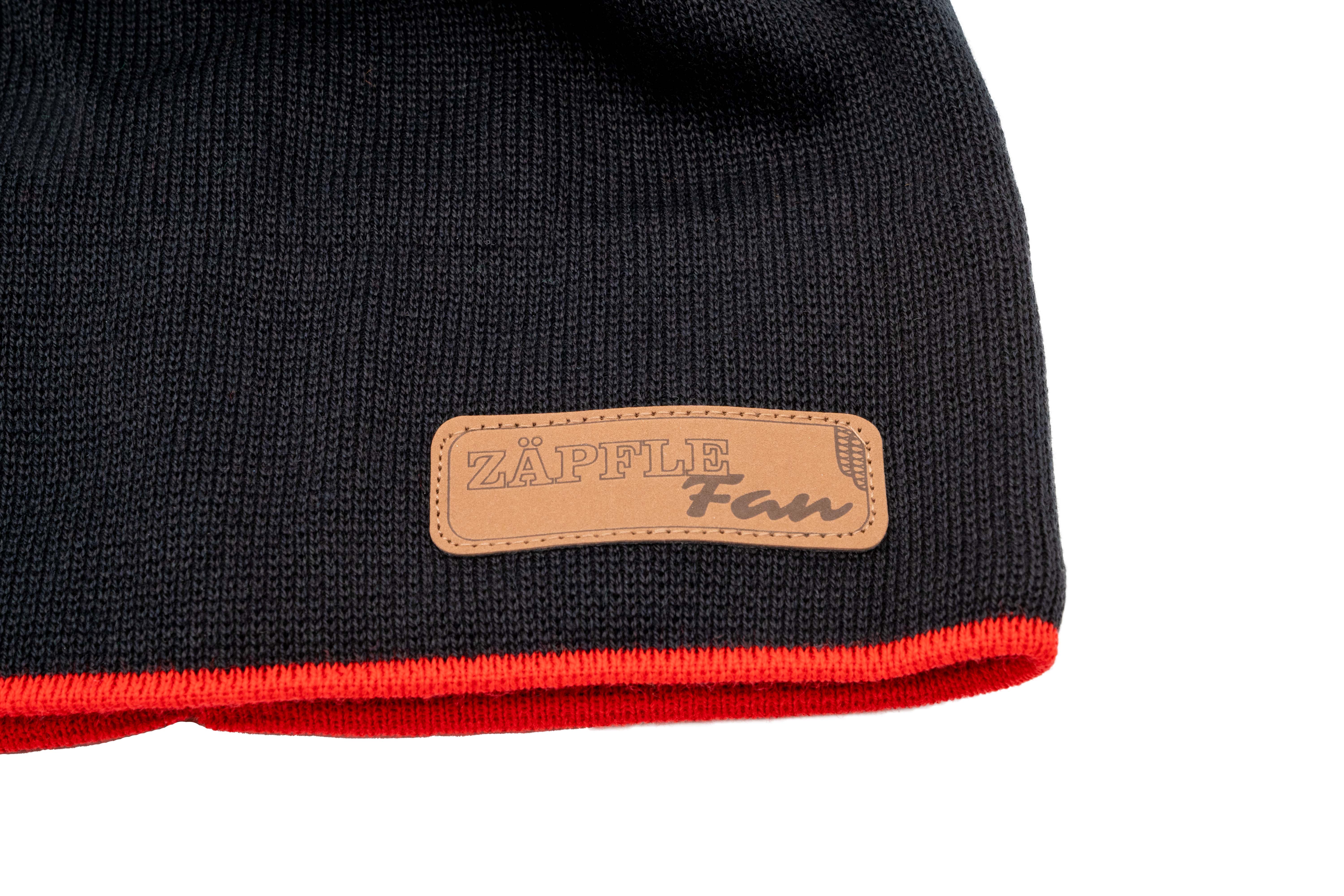 Strickbeanie - schwarz/rot