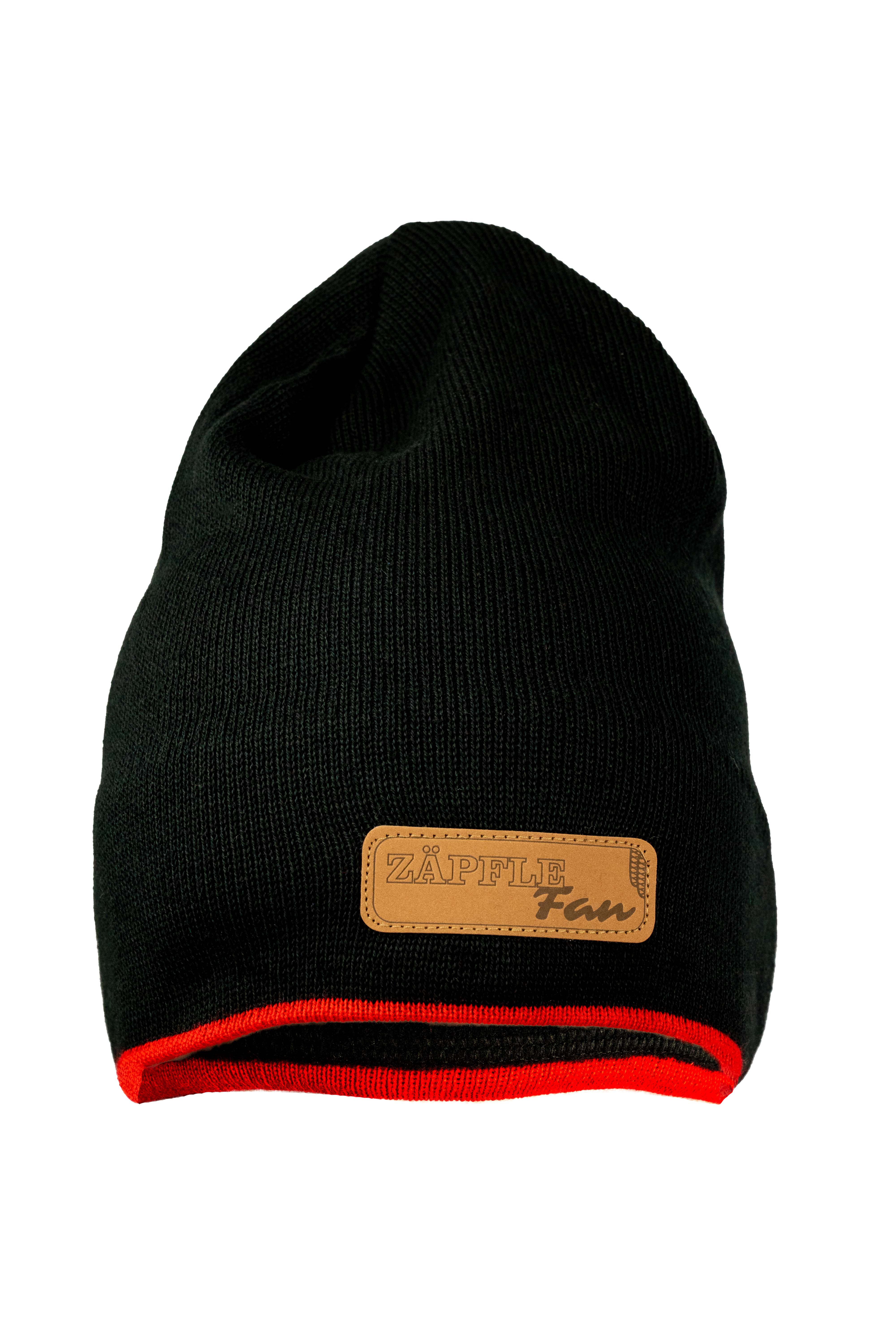 Strickbeanie - schwarz/rot