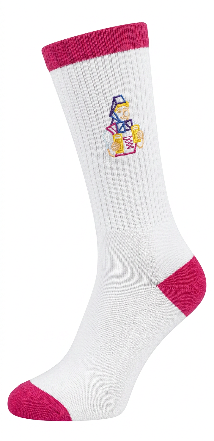 Sportsocke „Biergit Stick“– weiß/magenta